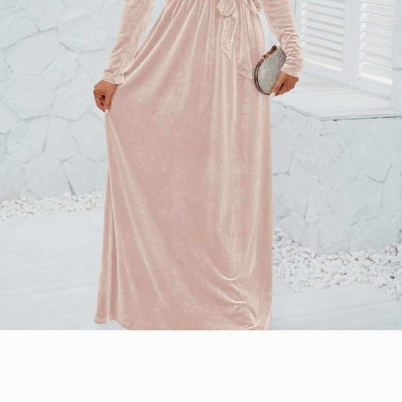 Chic Long Sleeve Velvet Dress in Cream - Picture 14 of 16